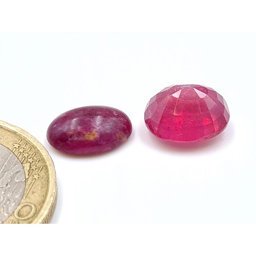 511 - Two natural certified Ruby stones, which includes a 5.4 carat example together with a 2.8 carat Ruby... 