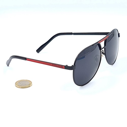 516 - A pair of aviator police sunglasses, with police marked to red detail stems. In very good  condition... 