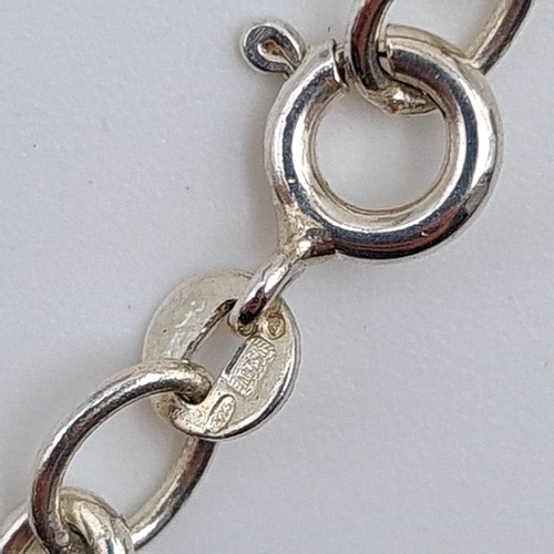 530 - A Figero style link chain sterling silver necklace. Length of chain: 60cm. Weight: 13.73 grams. Enca... 