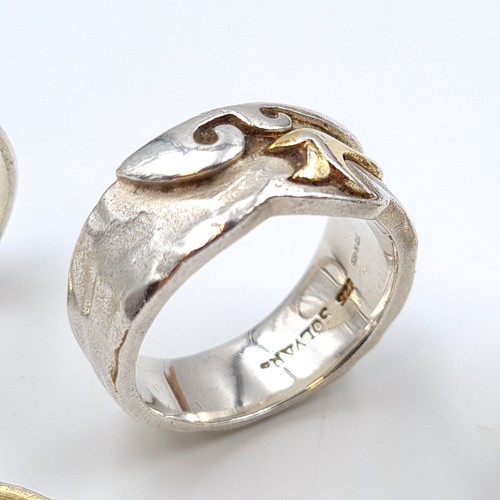 535 - Three high quality sterling silver rings, in an array of styles and designs. Ring sizes: O, S and U.... 