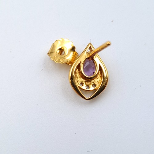 566 - A show stopping pair of gold plated Amethyst and White Sapphire stud earrings. Boxed, old new stock.