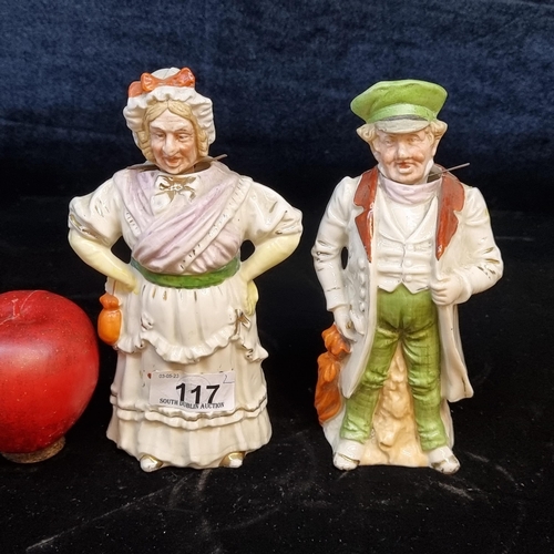 117 - A fantastic antique pair of porcelain bobbleheads. This is a fantastic pair with excellent detail to... 