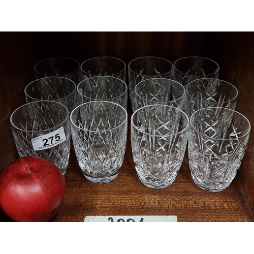 A set of twelve Waterford Crystal tumblers in the Boyne pattern. With acid marks to base. In very good condition.