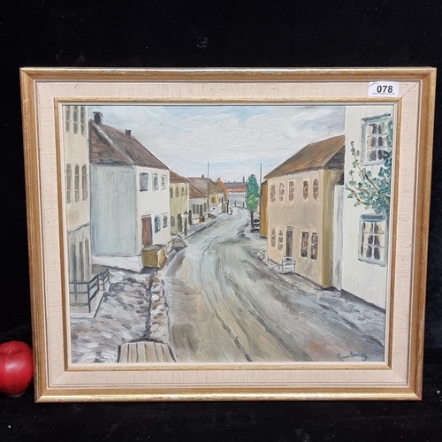 78 - A gorgeous original oil on canvas featuring a rural Irish town in light pastel tones. The soft appli... 