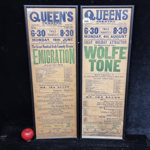 96 - Two framed 100% genuine early 20th century theatre show cards for Queen's Theatre Great Brunswick St... 