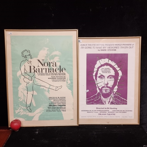 98 - Two framed 100% genuine theatre cards for the Eblana Theatre advertising the musical 