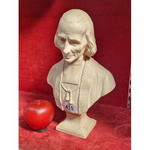 415 - A vintage ceramic bust of a French priest Saint John Vianney  also known as Cure D'ars. Small damage... 