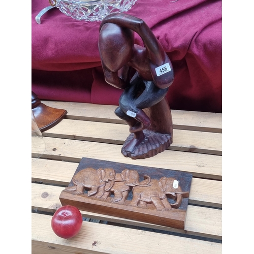 458 - Two wonderful hand carved African wooden items. Comprising of a fabulous large  abstract sculpture o... 