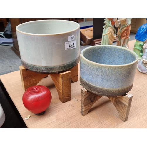 465 - A very cool, very stylish pair of mid-century style ceramic planters. Glazed in gorgeous pastel shad... 