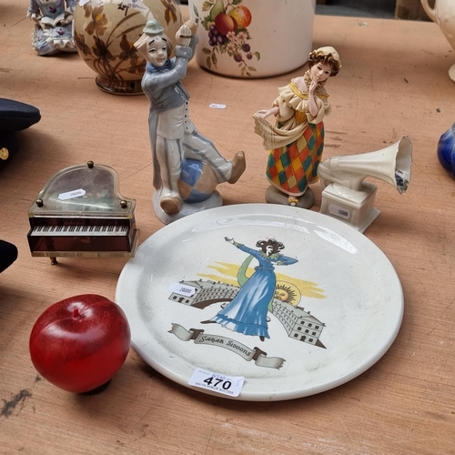 470 - Five vintage items comprising of a porcelain clown marked 