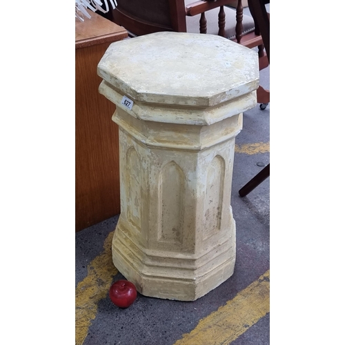 627 - A fantastic pedestal plant stand in the form of a Corinthian column with a lovely distressed finish ... 