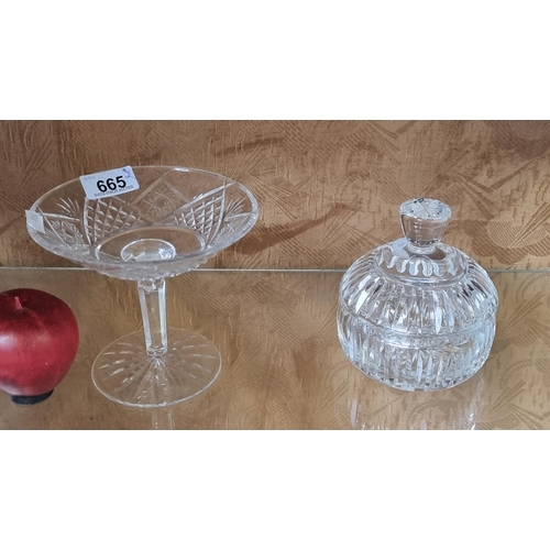 665 - Two wonderful pieces of Waterford Crystal, including a very rare vintage, Irish made pedestal dish i... 