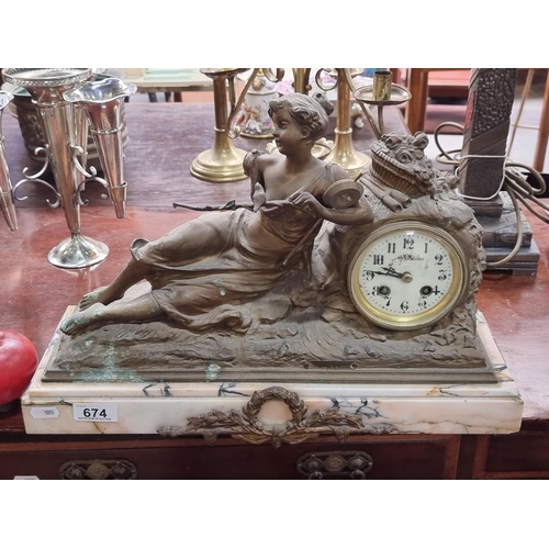 674 - Star lot : A very heavy and stunning early 20th century eight day mantel clock titled 