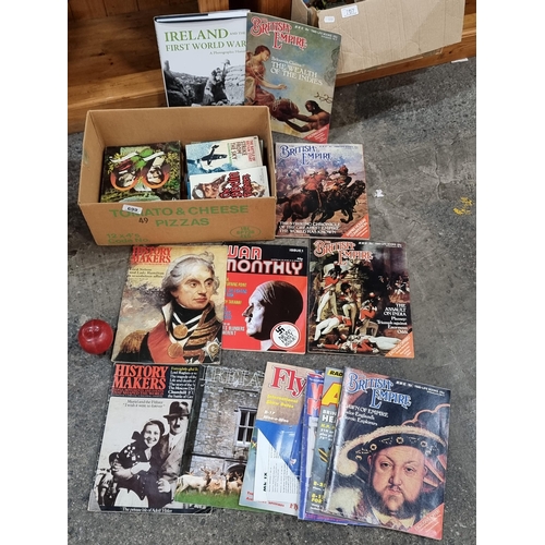 699 - A box filled with vintage books and periodicals including Ireland and the First World War, The Briti... 