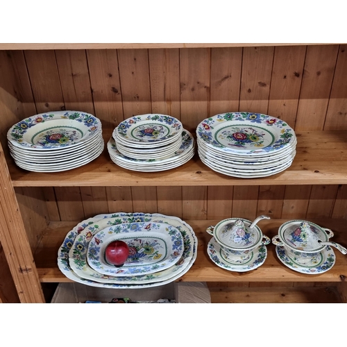 705 - Star lot : Forty pieces of Mason's Ironstone China in the Strathmore pattern including two tureens, ... 