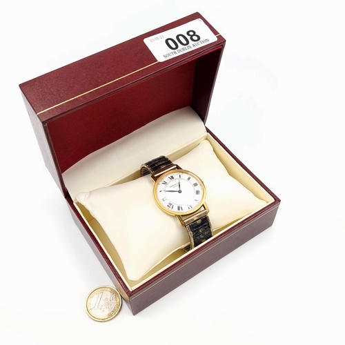 8 - A handsome example of a Raymond Wiel of Geneve of Switzerland wrist watch, featuring a white enamel ... 
