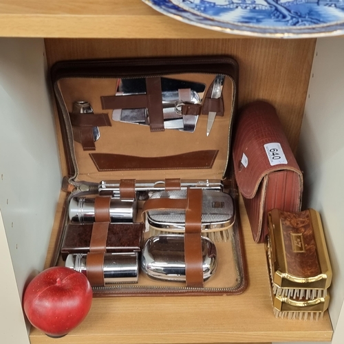 640 - Two handsome vintage travel grooming sets. Including a handsome complete chromium plated example hou... 