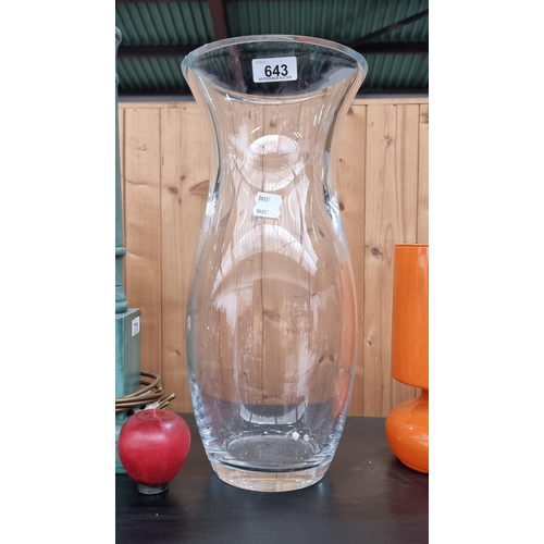 643 - A. very large glass vase made by JM Portugal.  In good condition. H43cm. Hand blown with Pontil mark... 