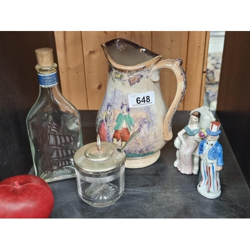 648 - A mixed lot of five vintage collectables. Including a handpainted Uncle Sam porcelain figurine and a... 