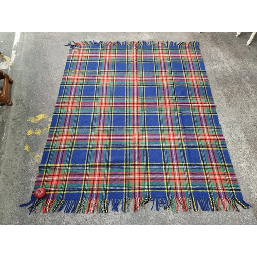 853 - A vintage Irish made pure wool plaid blanket/throw from Connemara Rug in Foxford. In vibrant shades ... 