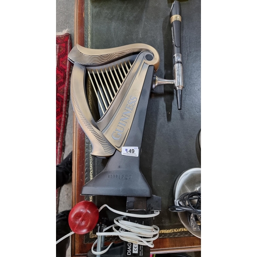 949 - A Guinness Harp bar font tap with handle, creamer nozzle. Fully illuminated when connected to a 24vo... 