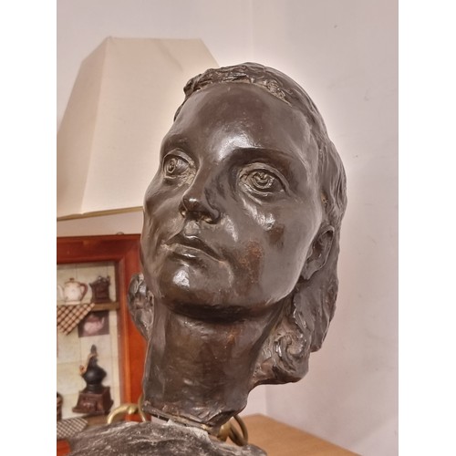 202 - Star Lot: A magnificent, extremely heavy Irish solid bronze sculpture of a bust portrait of a woman ... 