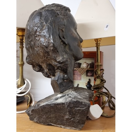 202 - Star Lot: A magnificent, extremely heavy Irish solid bronze sculpture of a bust portrait of a woman ... 