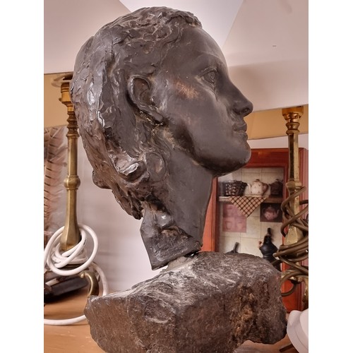 202 - Star Lot: A magnificent, extremely heavy Irish solid bronze sculpture of a bust portrait of a woman ... 