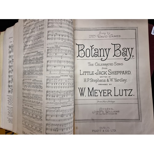 206 - Four gorgeous leather bound antique books of songs and sheet music, printed by Hely's of Dublin. A w... 