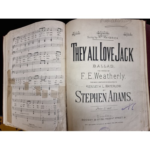 206 - Four gorgeous leather bound antique books of songs and sheet music, printed by Hely's of Dublin. A w... 