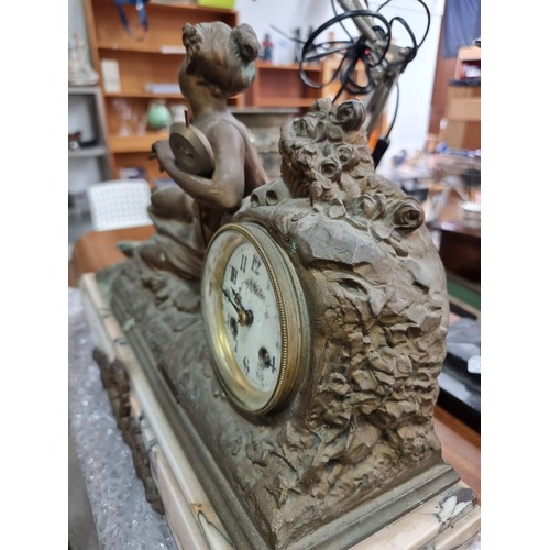 674 - Star lot : A very heavy and stunning early 20th century eight day mantel clock titled 