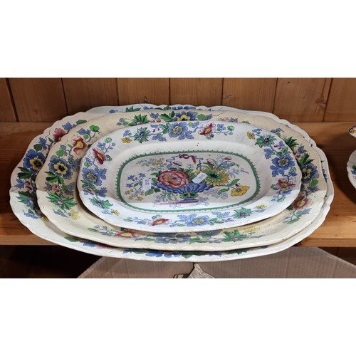 705 - Star lot : Forty pieces of Mason's Ironstone China in the Strathmore pattern including two tureens, ... 