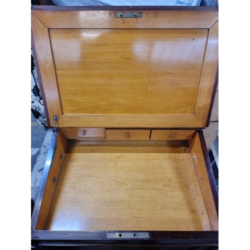 861 - Star Lot : A gorgeous 1820s Rosewood  davenport desk with sloped writing surface topped with black l... 