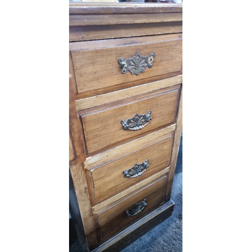 951 - Star lot : A handsome Edwardian antique desk with a dark green leather top and nine drawers to front... 