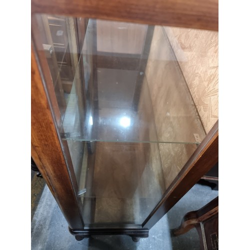 663 - Star lot : A stunning 1920's Art Deco glazed walnut display cabinet, with wonderful rounded corners,... 