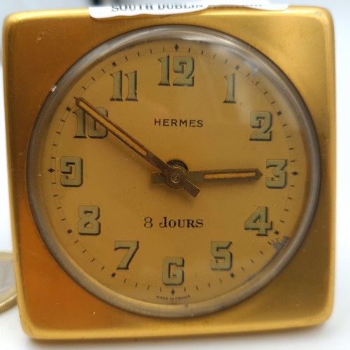9 - Star Lot ; A very cool looking eight day Art Deco standing travel clock by Hermes of Paris. Measurem... 