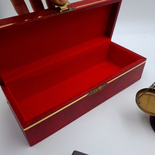52 - A boxed collection of five items, comprising of an antique coin/gold carry scales set with weight, m... 