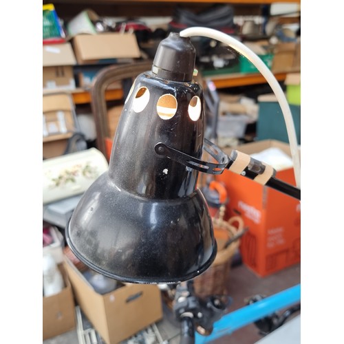 669 - Star Lot : A fantastic original and very heavy vintage Herbert Terry Anglepoise desk lamp in a black... 