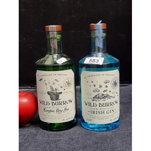 583 - Two sealed bottles of 70cl Wild Burrow gin including the London Dry Gin and the Irish Gin.