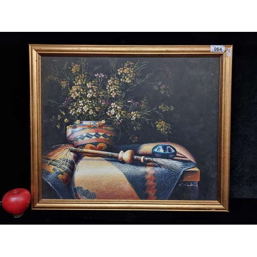 64 - A beautiful original oil on canvas painting featuring a ornate still life of a bouquet of flowers on... 