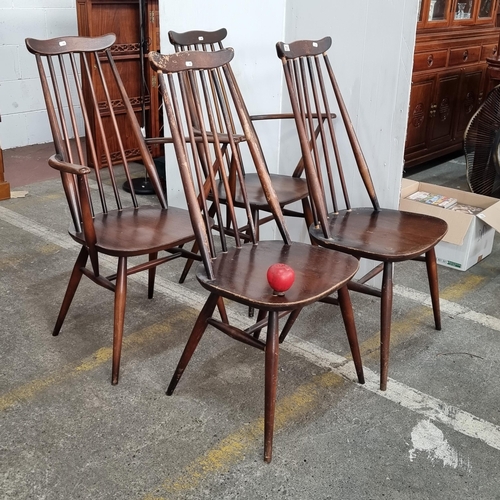 731 - Star Lot : Four fabulous vintage spindle back dining chairs including two 'Goldsmith' carvers from t... 