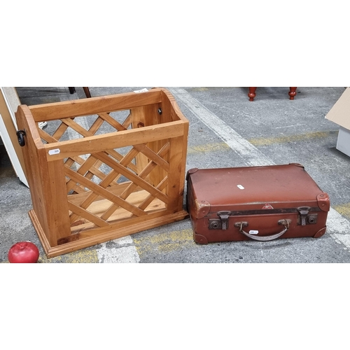 753 - Two items including a neatly sized vintage briefcase made by Pyramid Brand Travel Goods which has be... 