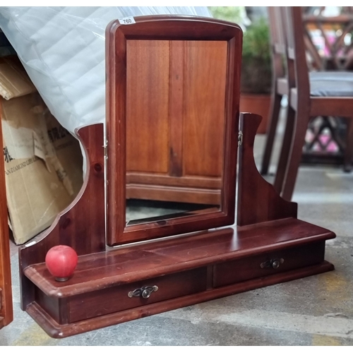 760 - A handsome vanity mirror with adjustable mirror and two drawers to base.