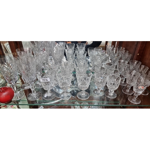 773 - A fabulous collection of twenty-five pieces of cut crystal glasses. Included are five gorgeous vinta... 