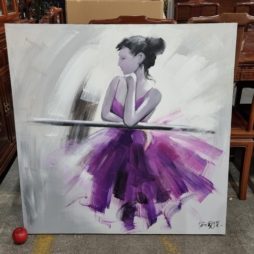 778 - A beautiful large original acrylic on canvas painting featuring a ballet dancer resting introspectiv... 