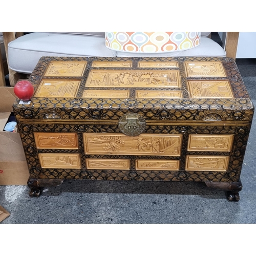 799 - Star Lot : A remarkable heavy quality Chinese chest. This impressive piece boasts extensive and lavi... 