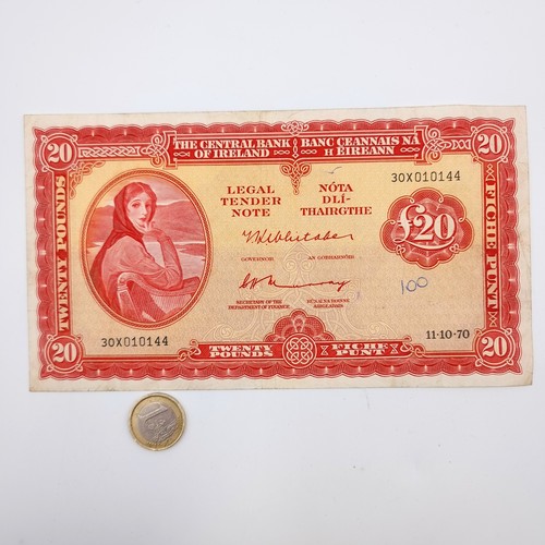 52 - A super example of a Lady Lavery 20 pound note, of the series, Protected. Dated 11-10-70. Just a rem... 
