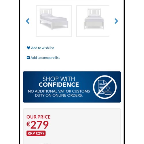 846 - Star lot A new single bed frame from the Meghan Collection from Harvey Norman Sells for €279  in a w... 