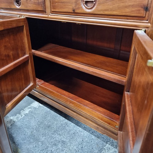 758 - Star lot : A beautiful large Chinese Rosewood glazed display cabinet / bookshelf  with four glass do... 