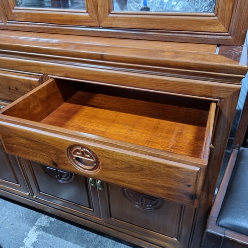 758 - Star lot : A beautiful large Chinese Rosewood glazed display cabinet / bookshelf  with four glass do... 